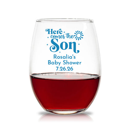Here Comes The Son 15 oz. Stemless Wine Glasses (Set of 24)