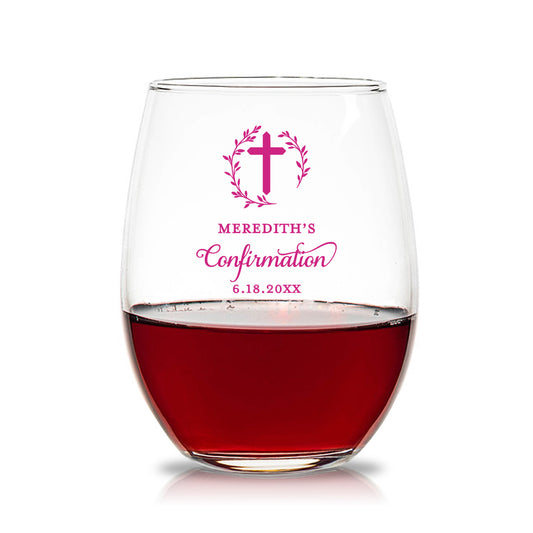 Meredith’s Confirmation 15 oz. Stemless Wine Glasses (Set of 24)