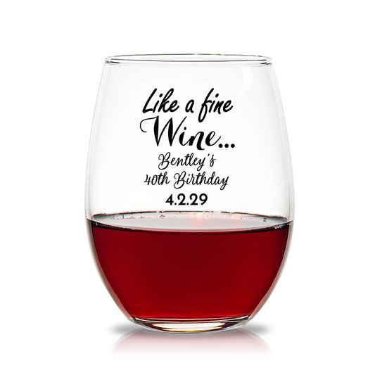 Like A Fine Wine Personalized 15 oz. Stemless Wine Glasses (Set of 24)