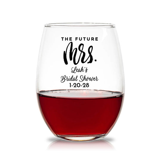 The Future Mrs Personalized 15 oz. Stemless Wine Glasses (Set of 24)