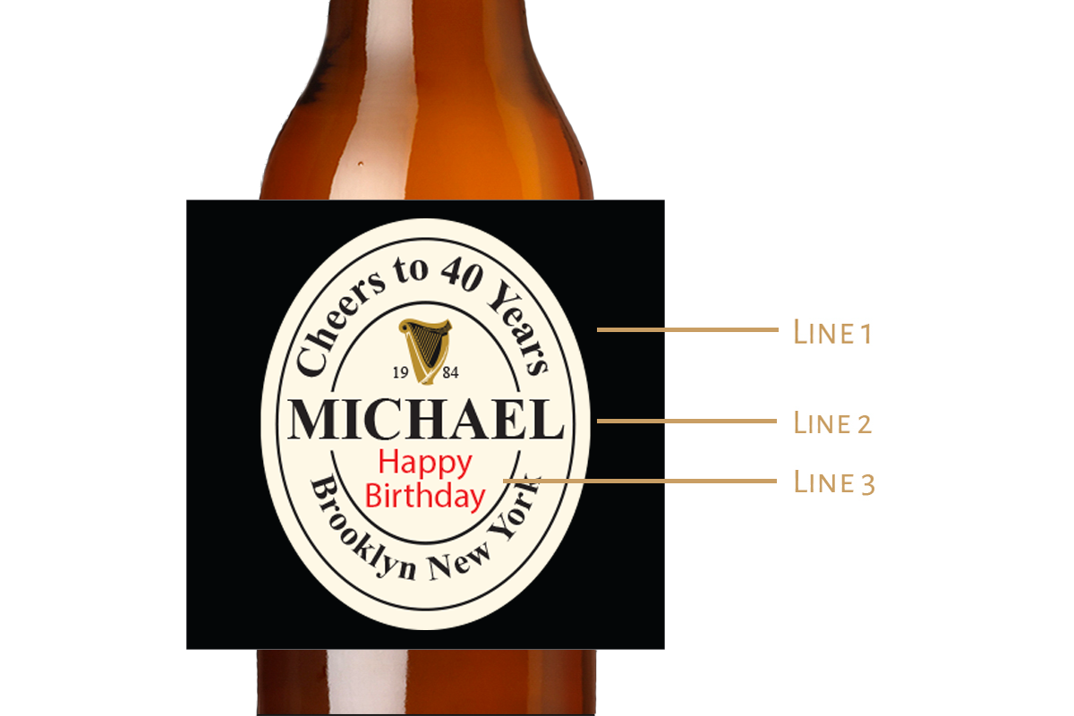 Birthday Custom Personalized Beer Label & Beer Carrier (set of 6)