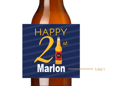 Happy 21 Birthday Custom Personalized Beer Label & Beer Carrier (set of 6)