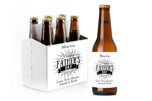 Father's Day Custom Personalized Beer Label & Beer Carrier (set of 6)