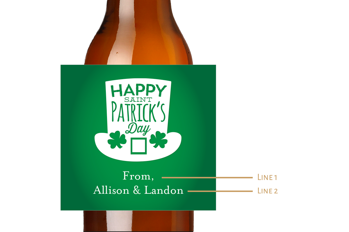 Happy Saint Patrick's Day Custom Personalized Beer Label & Beer Carrier (set of 6)