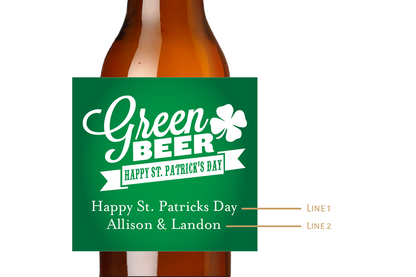 Green Beer Custom Personalized Beer Label & Beer Carrier (set of 6)