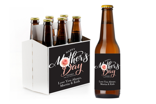 Mother's Day Custom Personalized Beer Label & Beer Carrier (set of 6)