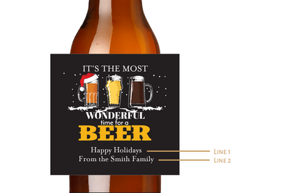 It's the Most Wonderful Time for a BEER Custom Personalized Beer Label & Beer Carrier (set of 6)