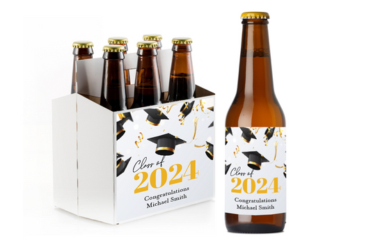 Graduation Custom Personalized Beer Label & Beer Carrier (set of 6)