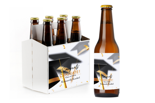 Congrats Graduate! Custom Personalized Beer Label & Beer Carrier (set of 6)