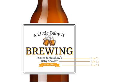 A Little Baby Is Brewing Custom Personalized Beer Label & Beer Carrier (set of 6)