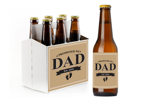 Promoted to DAD Custom Personalized Beer Label & Beer Carrier (set of 6)