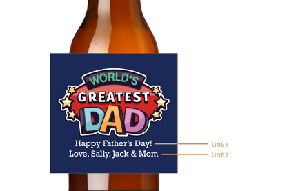 World's Greatest Dad Custom Personalized Beer Label & Beer Carrier (set of 6)
