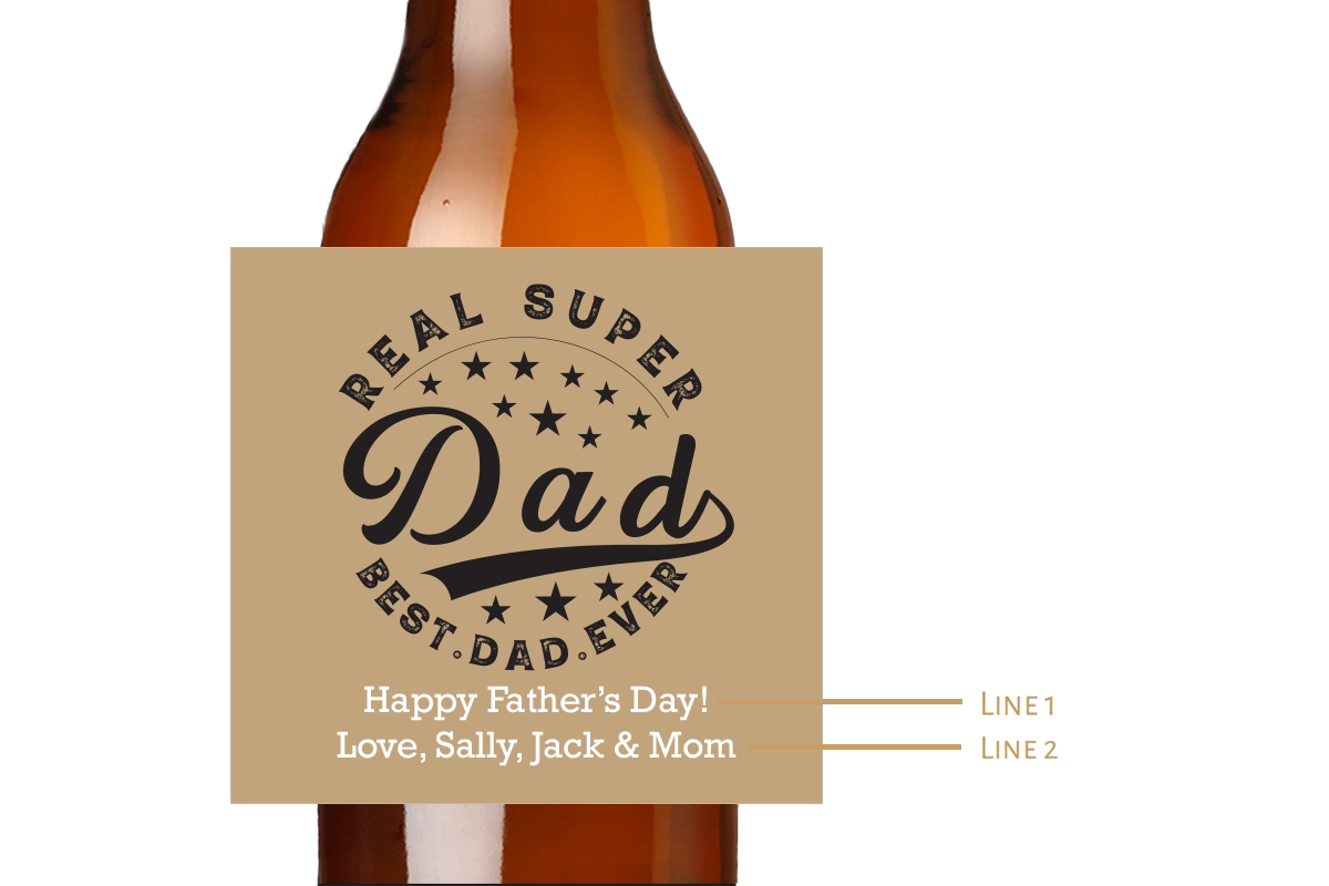 Real Super Dad Custom Personalized Beer Label & Beer Carrier (set of 6)