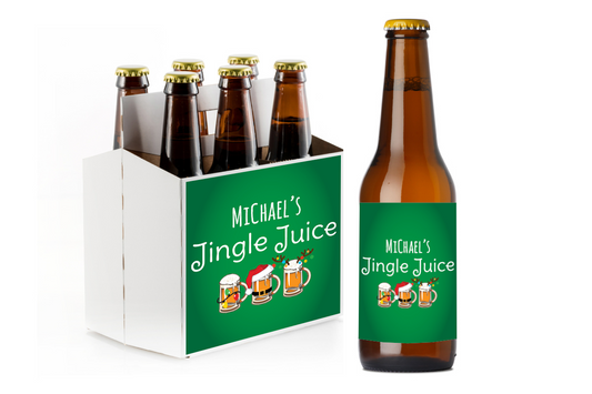 Jingle Juice Custom Personalized Beer Label & Beer Carrier (set of 6)