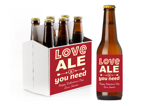 Love is Ale You Need Custom Personalized Beer Label & Beer Carrier (set of 6)