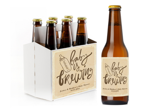 Baby is Brewing Custom Personalized Beer Label & Beer Carrier (set of 6)