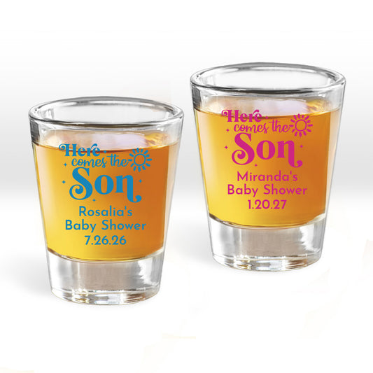Here Comes The Son Personalized Fluted Shot Glass (Set of 24)