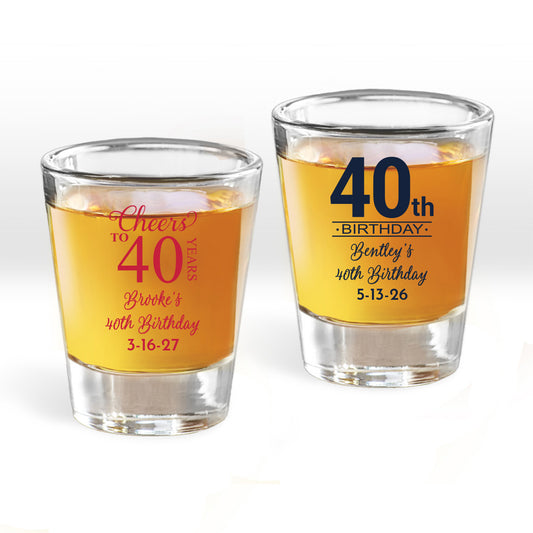 Cheers To 40 Years Personalized Fluted Shot Glass (Set of 24)