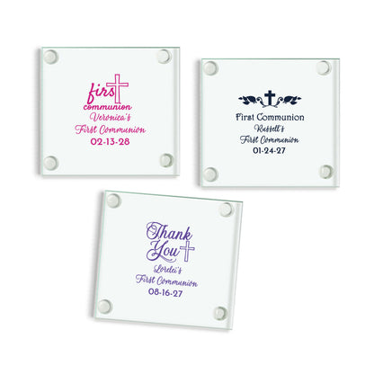 First Communion Personalized Glass Coaster (Set of 24)