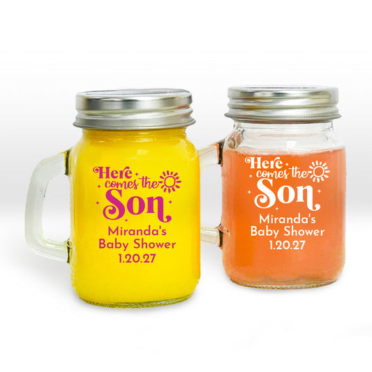 Here Comes The Son Personalized Mini Mason Jar (Set of 24)