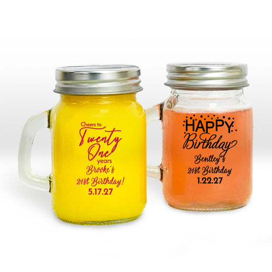 Cheers To Twenty One Years Personalized Mini Mason Jar (Set of 24)