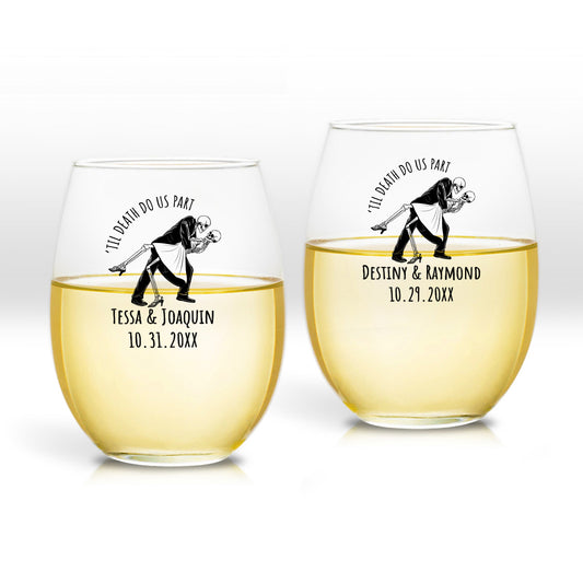 Till Death Do Us Part Personalized 9 oz. Stemless Wine Glass (Set of 24)