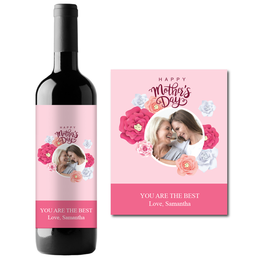 Mother's Day Photo Custom Personalized Wine Champagne Labels (set  of 3)