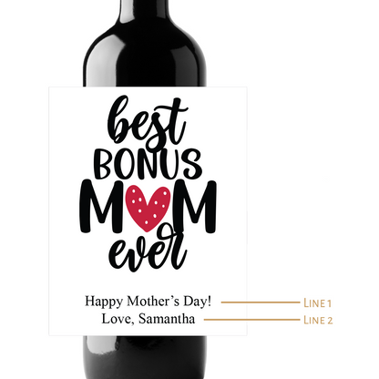 Bonus Mom Custom Personalized Wine Champagne Labels (set of 3)