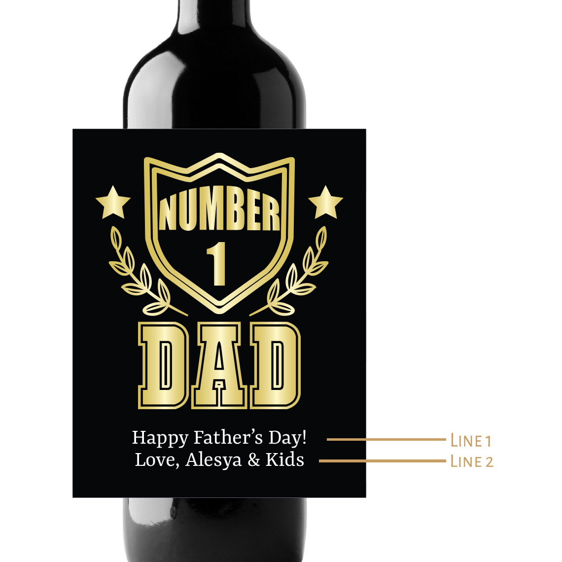 Number 1 Dad Custom Personalized Wine Champagne Labels (set  of 3)
