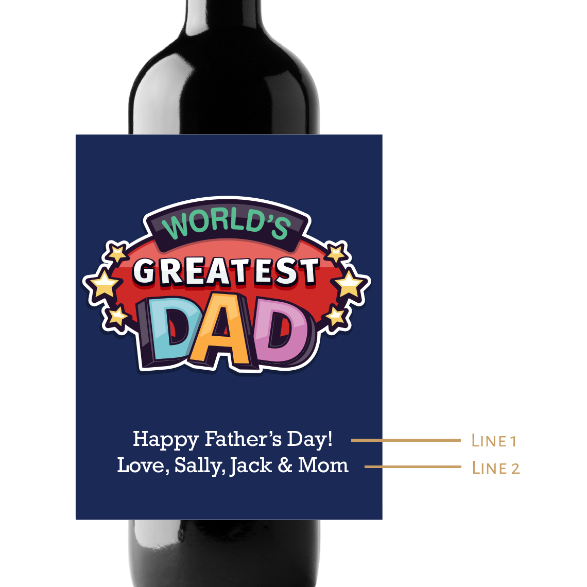 World's Greatest Dad Custom Personalized Wine Champagne Labels (set of 3)