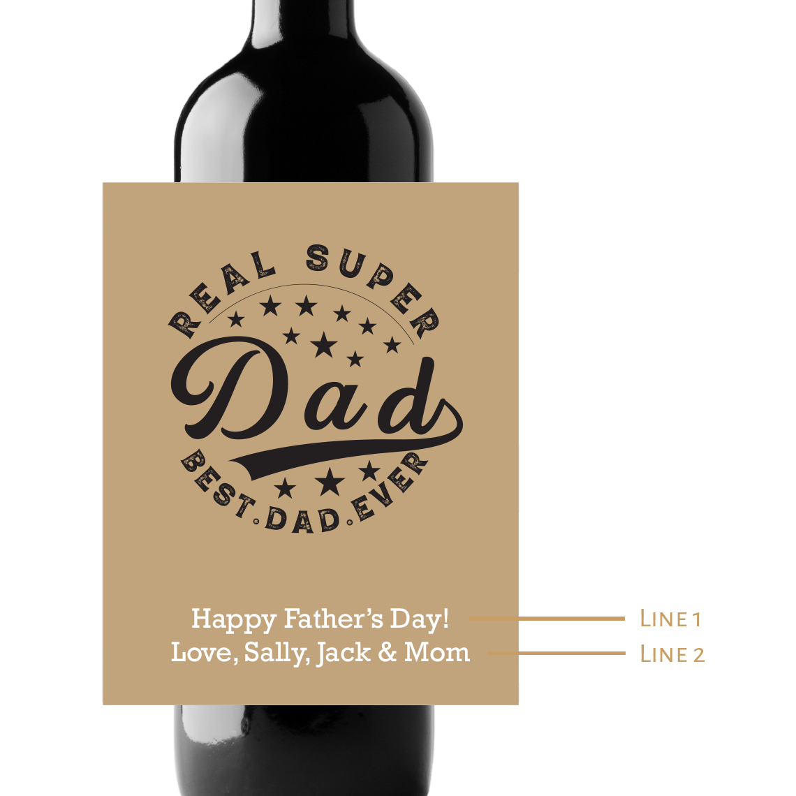 Super Dad Custom Personalized Wine Champagne Labels (set of 3)