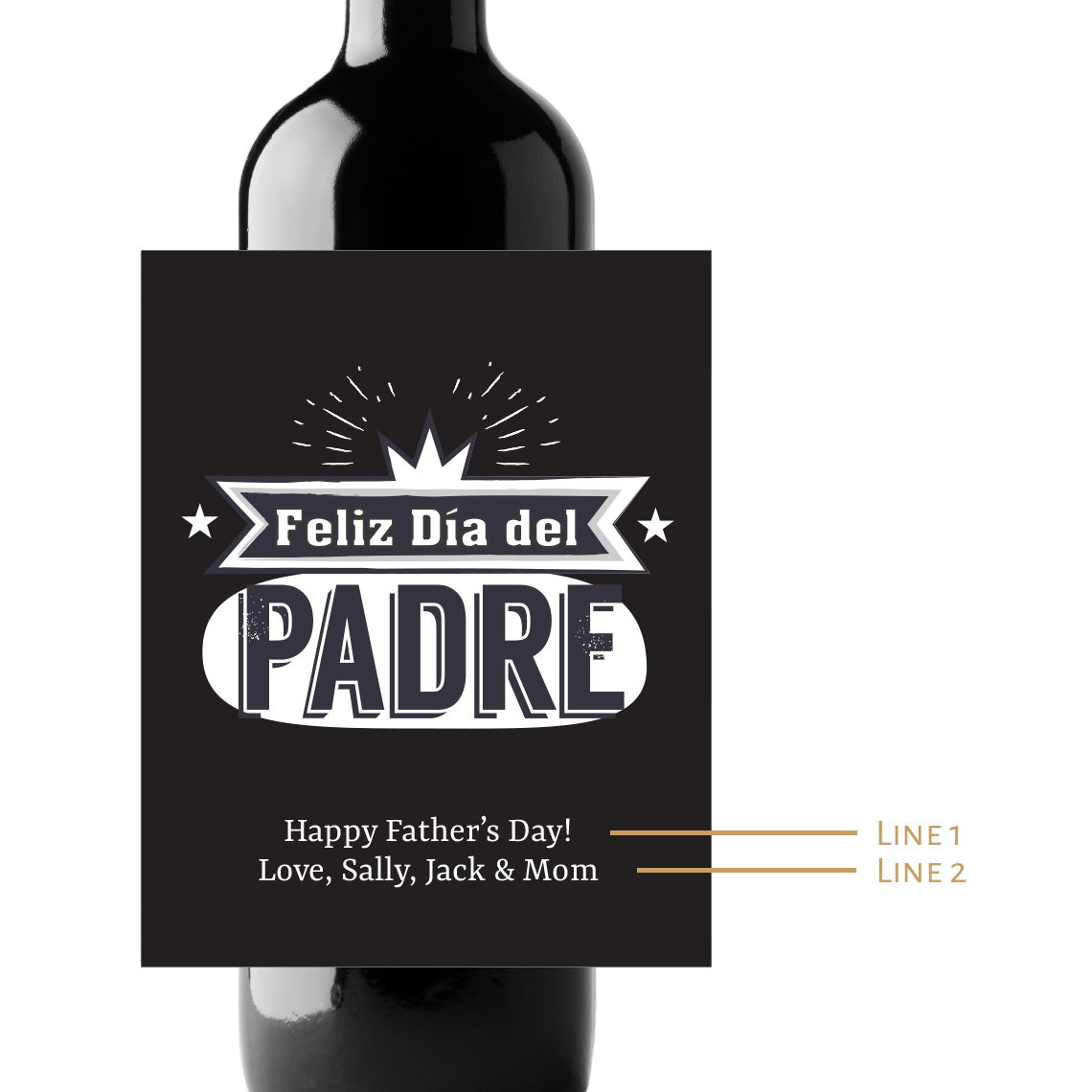 Feliz dia del Padre Custom Personalized Wine Champagne Labels (set of 3)