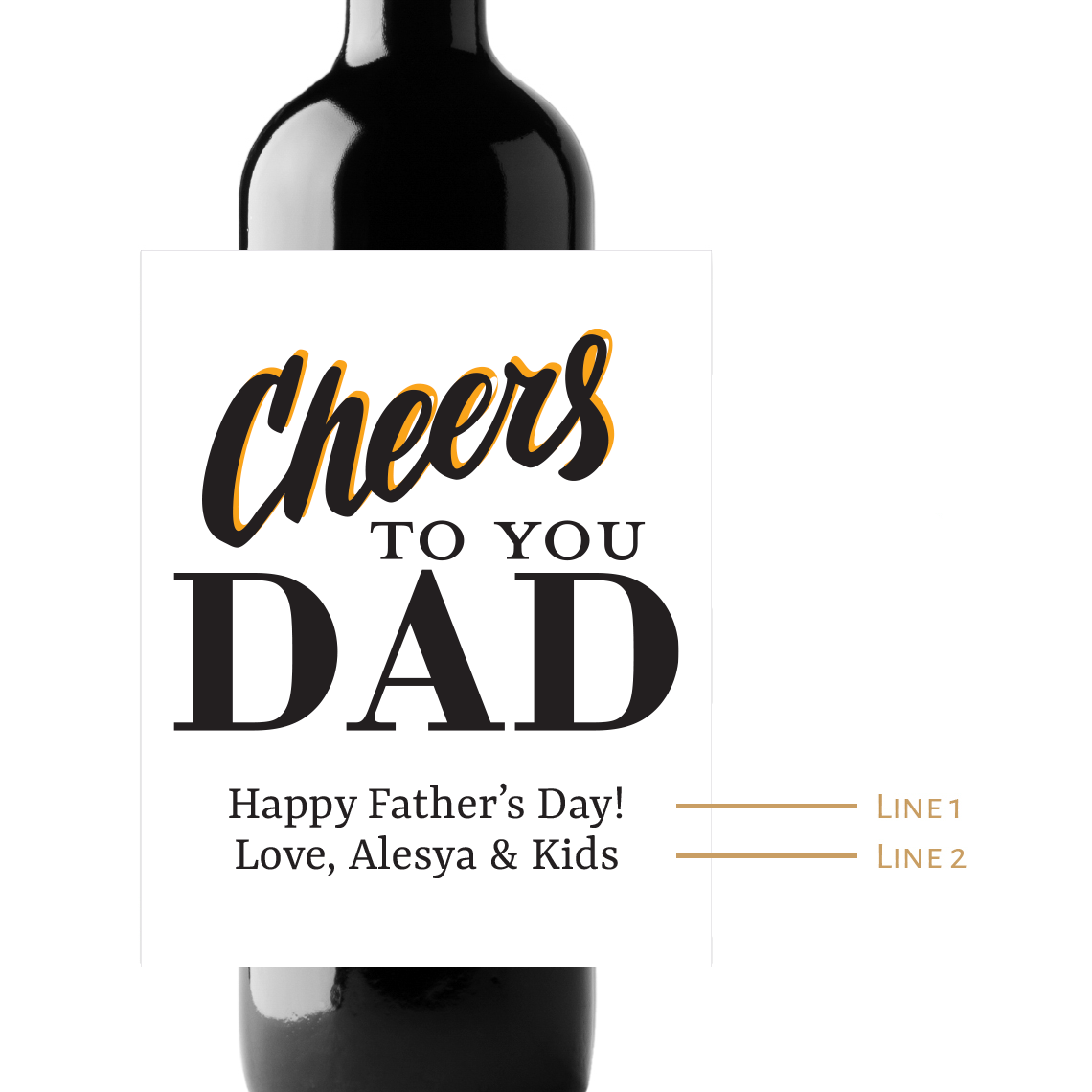 Cheers To You Dad Custom Personalized Wine Champagne Labels (set of 3)