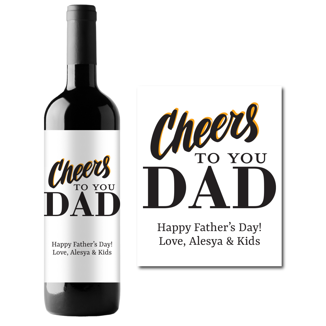 Cheers To You Dad Custom Personalized Wine Champagne Labels (set of 3)