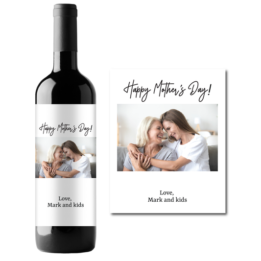 Mother's Day Photo Custom Personalized Wine Champagne Labels (set  of 3)