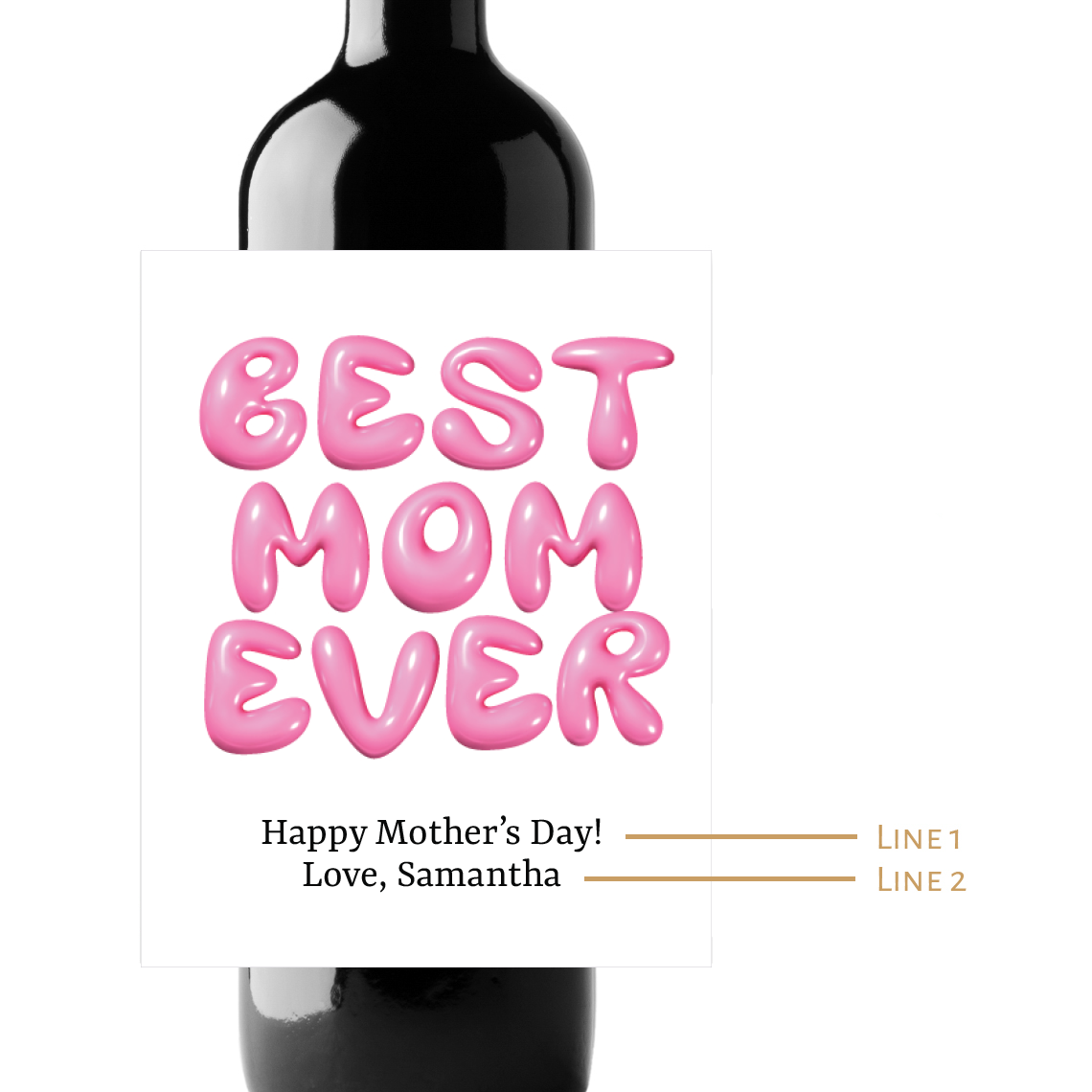 Best Mom Ever Custom Personalized Wine Champagne Labels (set of 3)