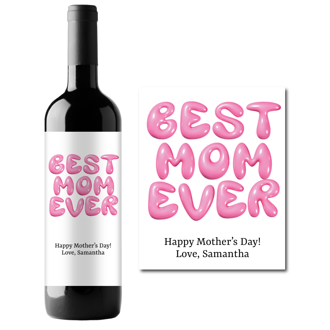 Best Mom Ever Custom Personalized Wine Champagne Labels (set of 3)