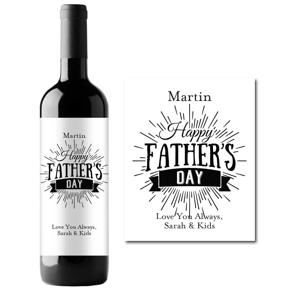 Father's Day Custom Personalized Wine Champagne Labels (set of 3)