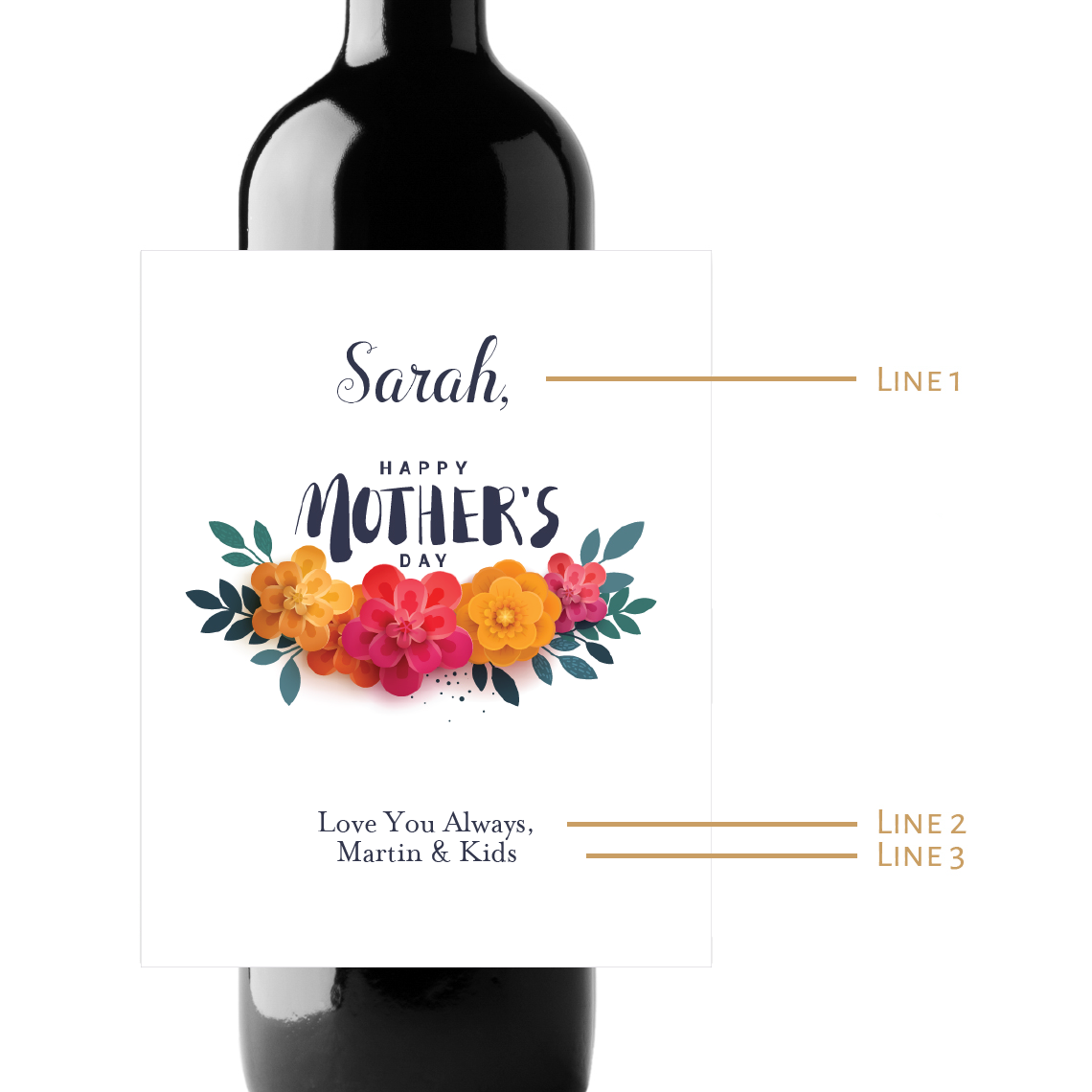 Mother's Day Custom Personalized Wine Champagne Labels (set  of 3)