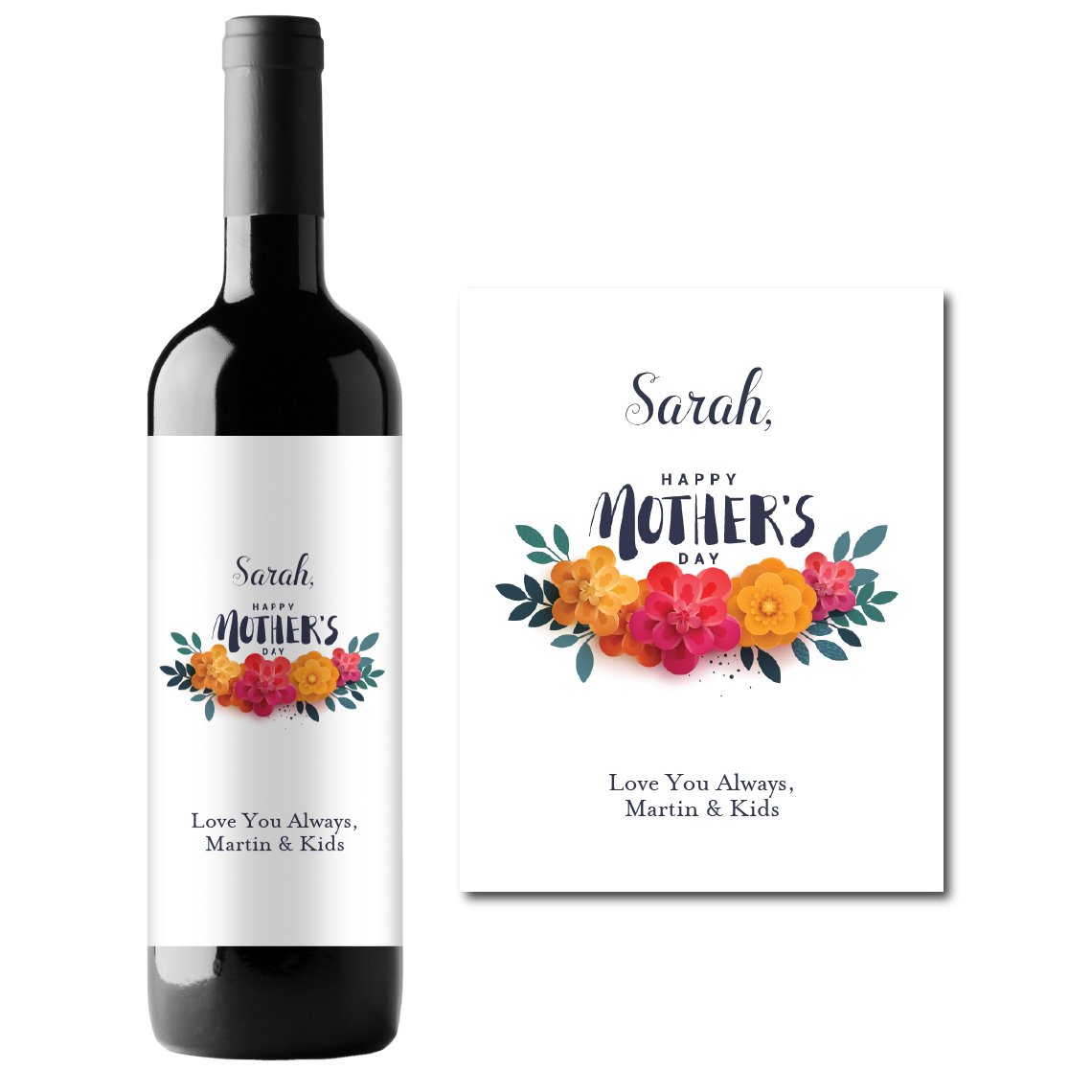 Mother's Day Custom Personalized Wine Champagne Labels (set  of 3)