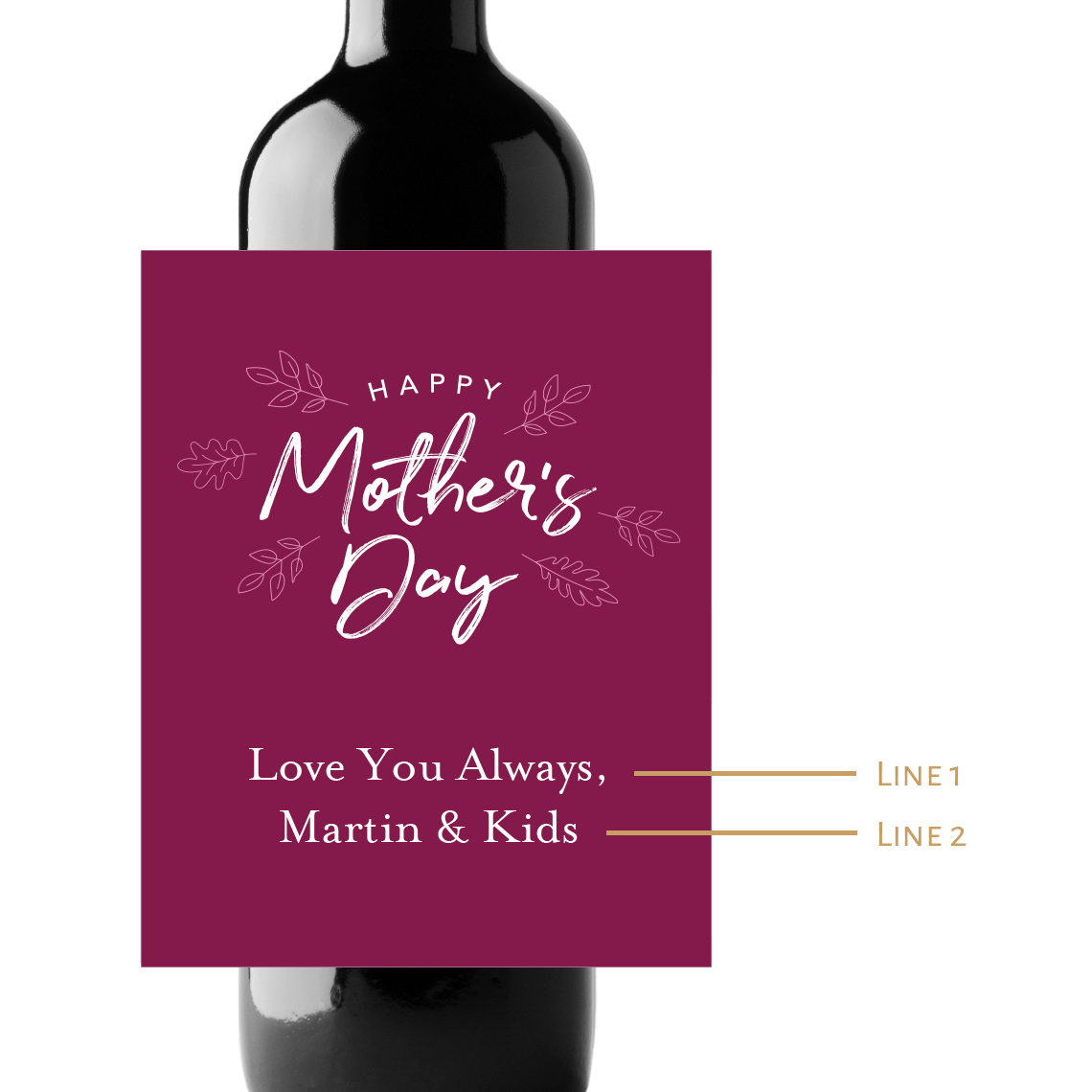 Mother's Day Custom Personalized Wine Champagne Labels (set  of 3)