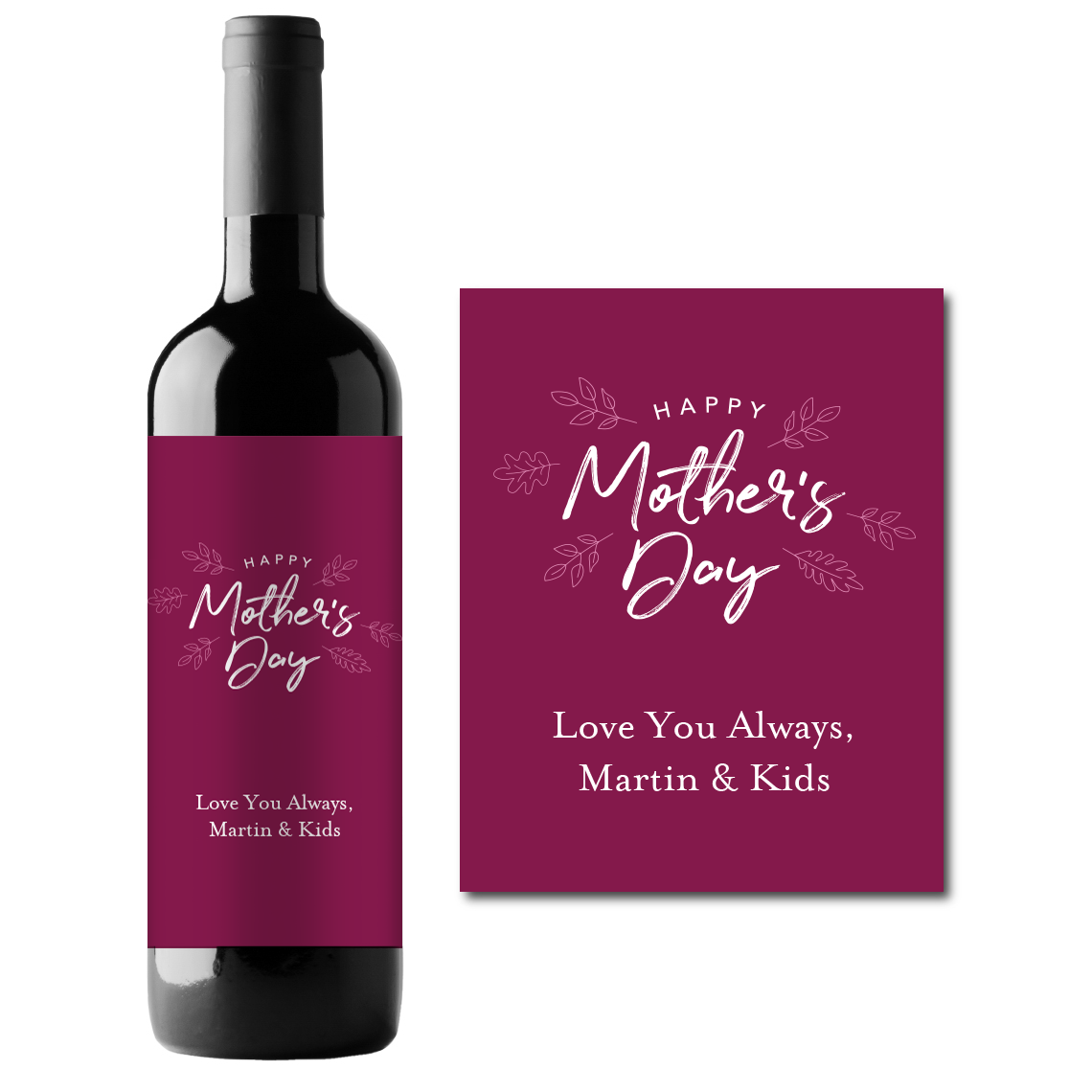 Mother's Day Custom Personalized Wine Champagne Labels (set  of 3)