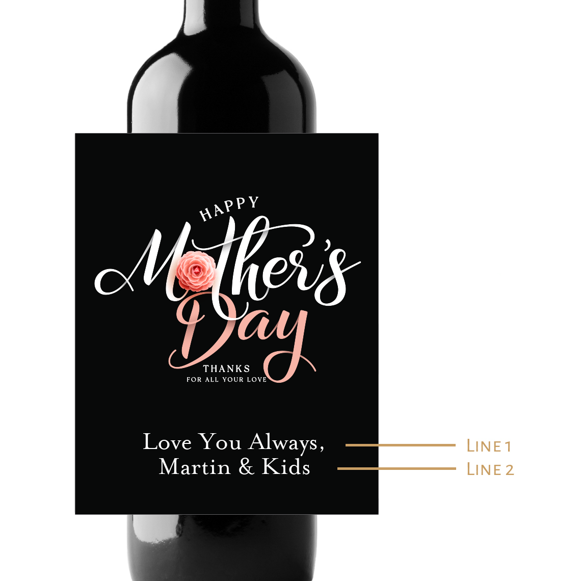 Mother's Day Custom Personalized Wine Champagne Labels (set  of 3)