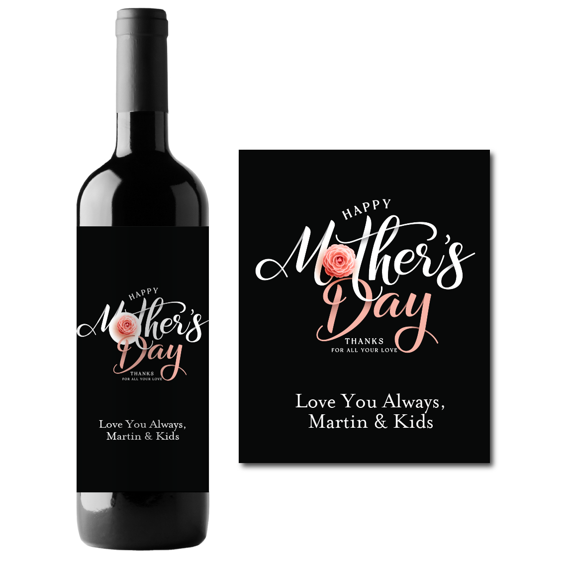 Mother's Day Custom Personalized Wine Champagne Labels (set  of 3)