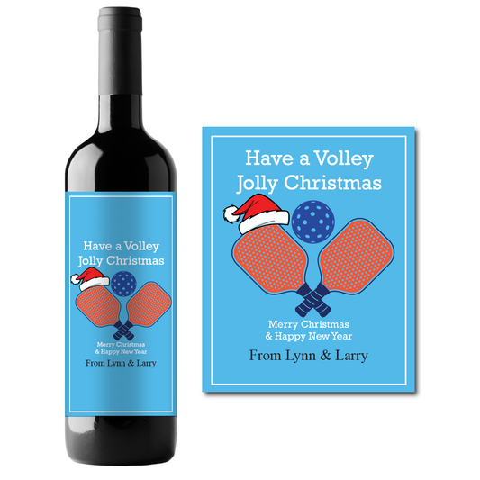 Have a Volley Jolly Christmas Custom Personalized Wine Champagne Labels (set of 3)