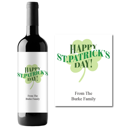 Shamrock St. Patrick's Day Custom Personalized Wine Champagne Labels (set of 3)