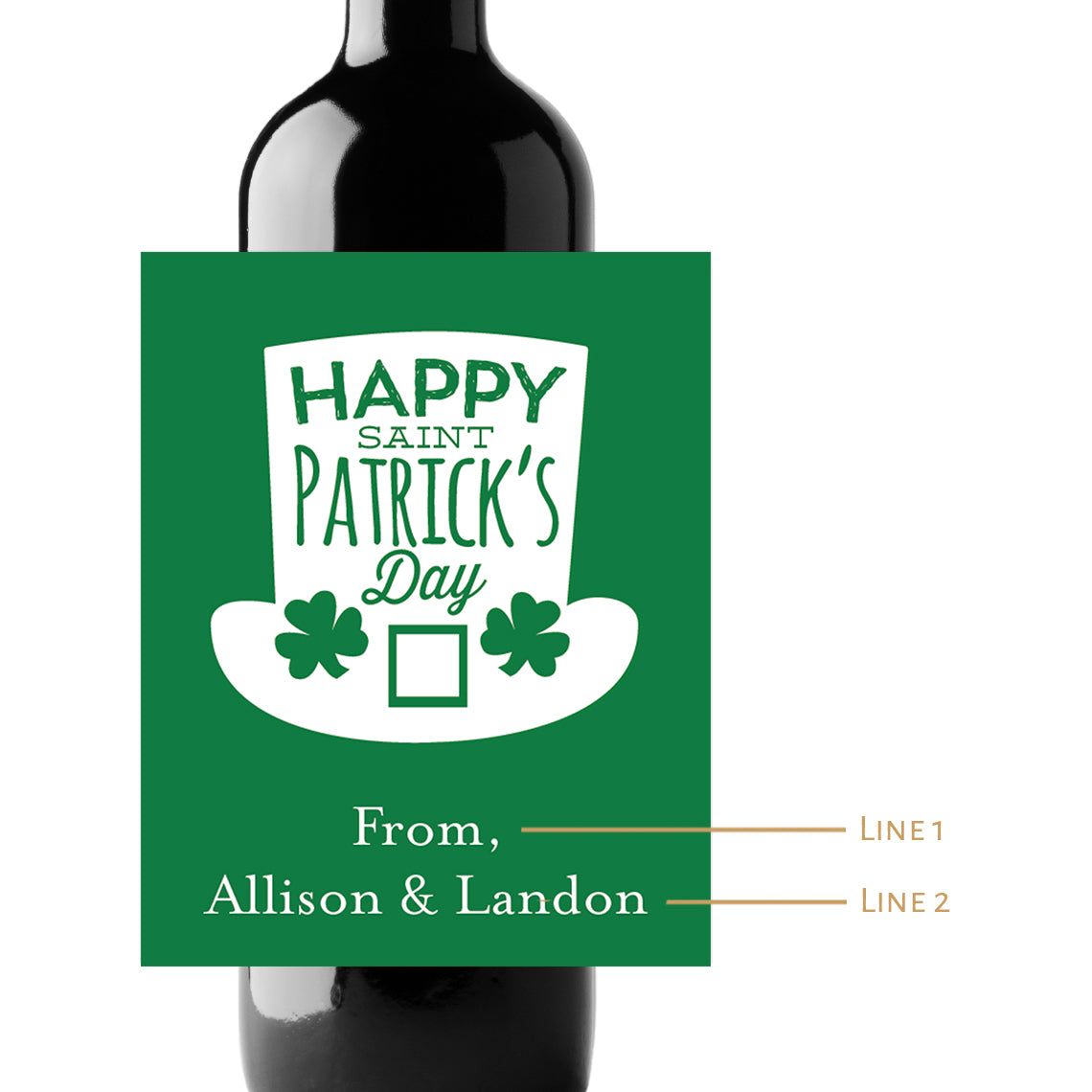 Happy Saint Patrick's Day Custom Personalized Wine Champagne Labels (set of 3)