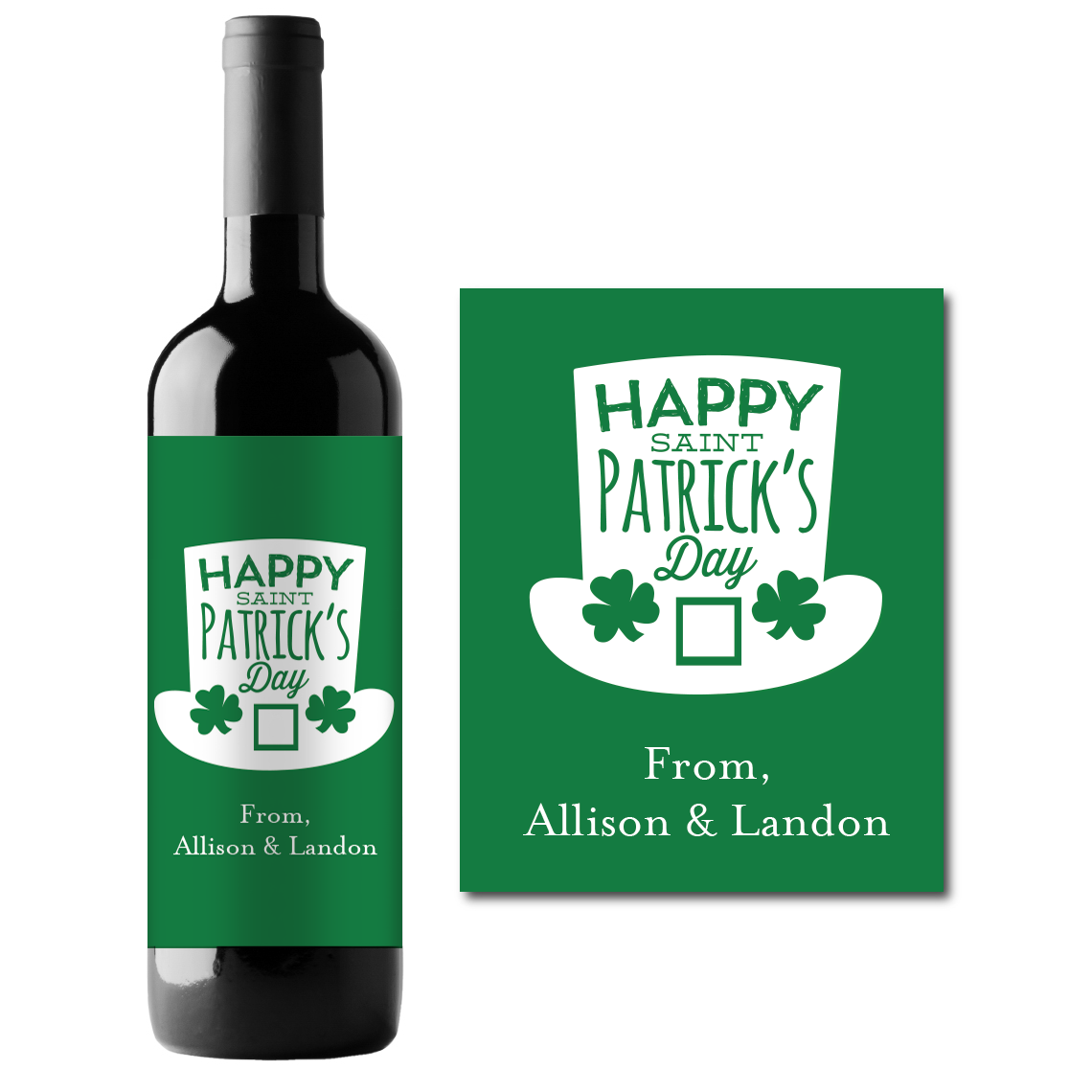 Happy Saint Patrick's Day Custom Personalized Wine Champagne Labels (set of 3)