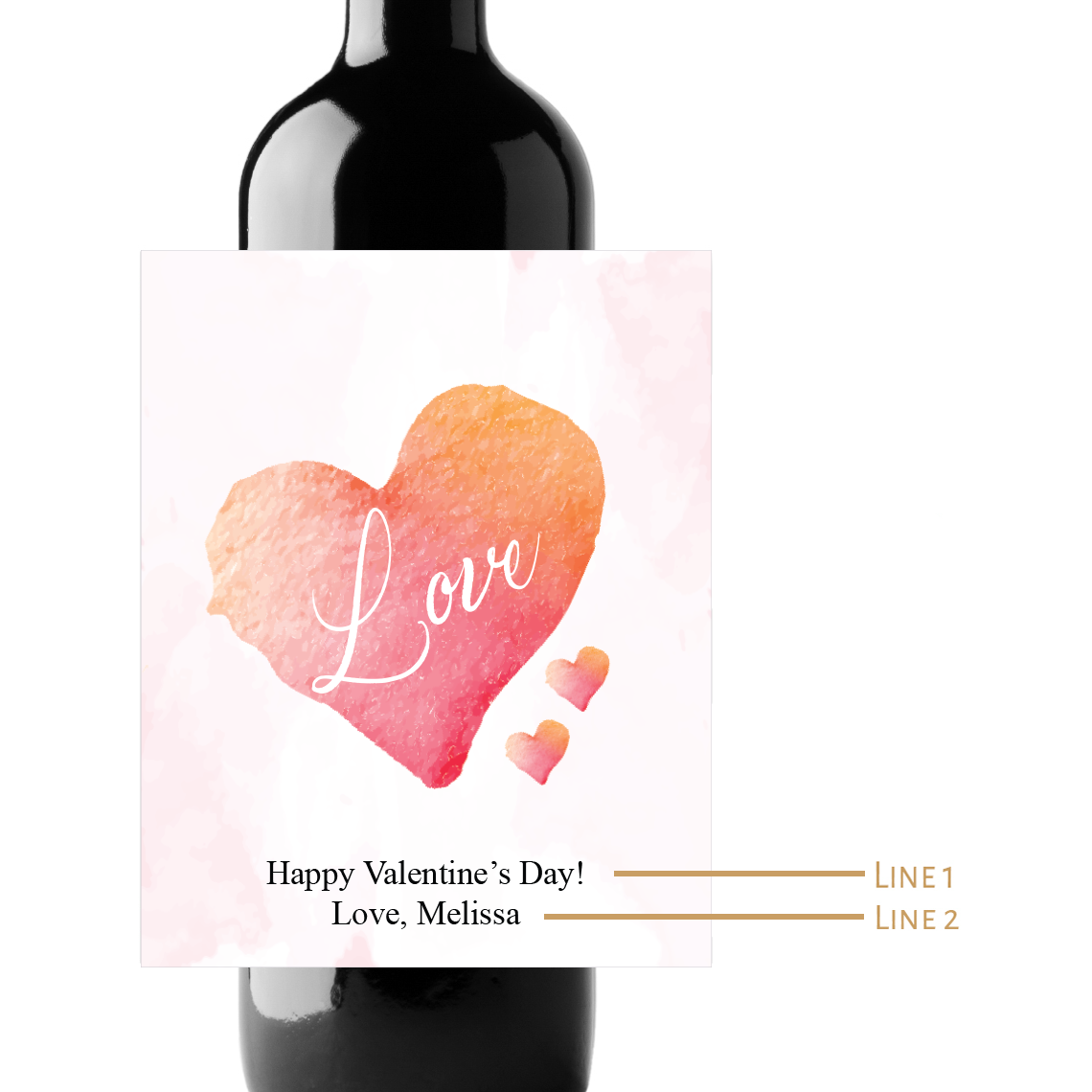 Love Hearts Valentine's Day Custom Personalized Wine Champagne Labels (set of 3)