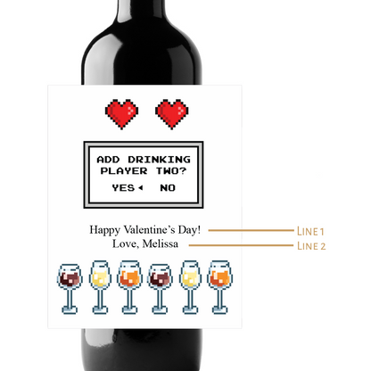 Add Drinking Player Two? Custom Personalized Wine Champagne Labels (set of 3)